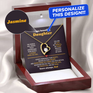 To My Beautiful Daughter from Dad - Personalized Forever Love Necklace Gift Set