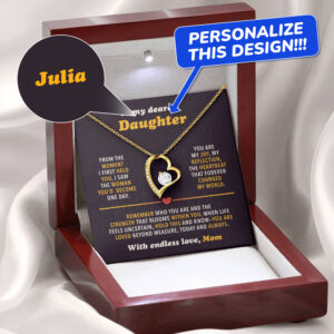 To My Dearest Daughter from Mom - Personalized Forever Love Necklace Gift Set