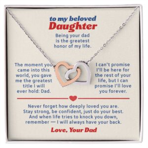 dad to beloved daughter interlocking hearts necklace gift set 5102614