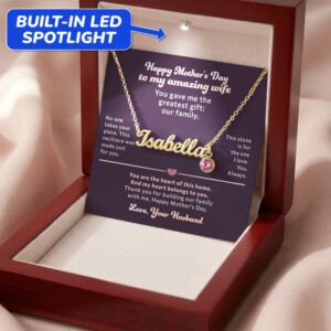 Happy Mother's Day To My Amazing Wife Custom Name Birthstone Necklace Gift Set 5133777