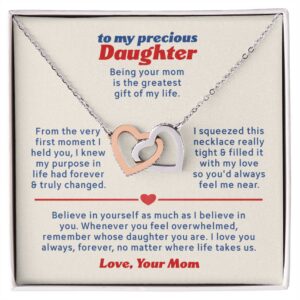 mom to precious daughter interlocking hearts necklace gift set 5102614