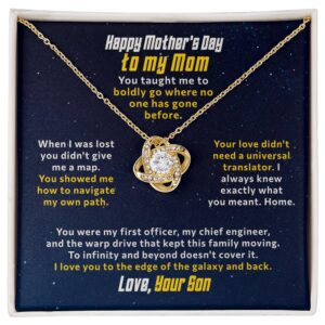 quackatoa son to mom mothers day in space love knot necklace gift set 5118416