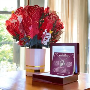 To My Soulmate – Personalized Forever Love Necklace & Sweetest Devotion Flower Bouquet Gift Set 4959043